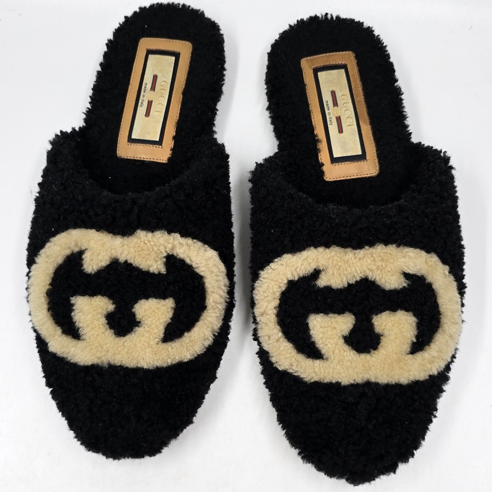 Gucci Eileen Interlocking Gg Shearling Slippers - image 2